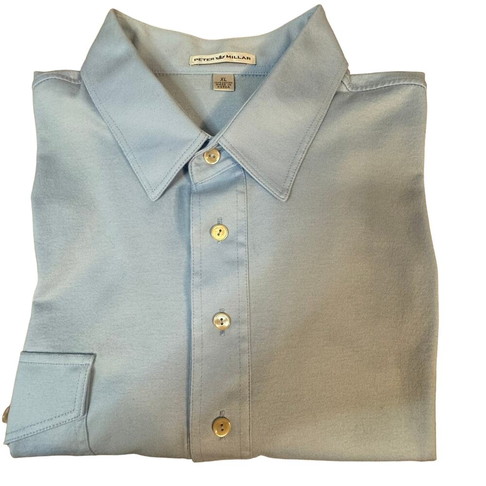 Peter Millar Men's Baby Blue Short Sleeve 4 Button Polo Shirt Size XL EUC